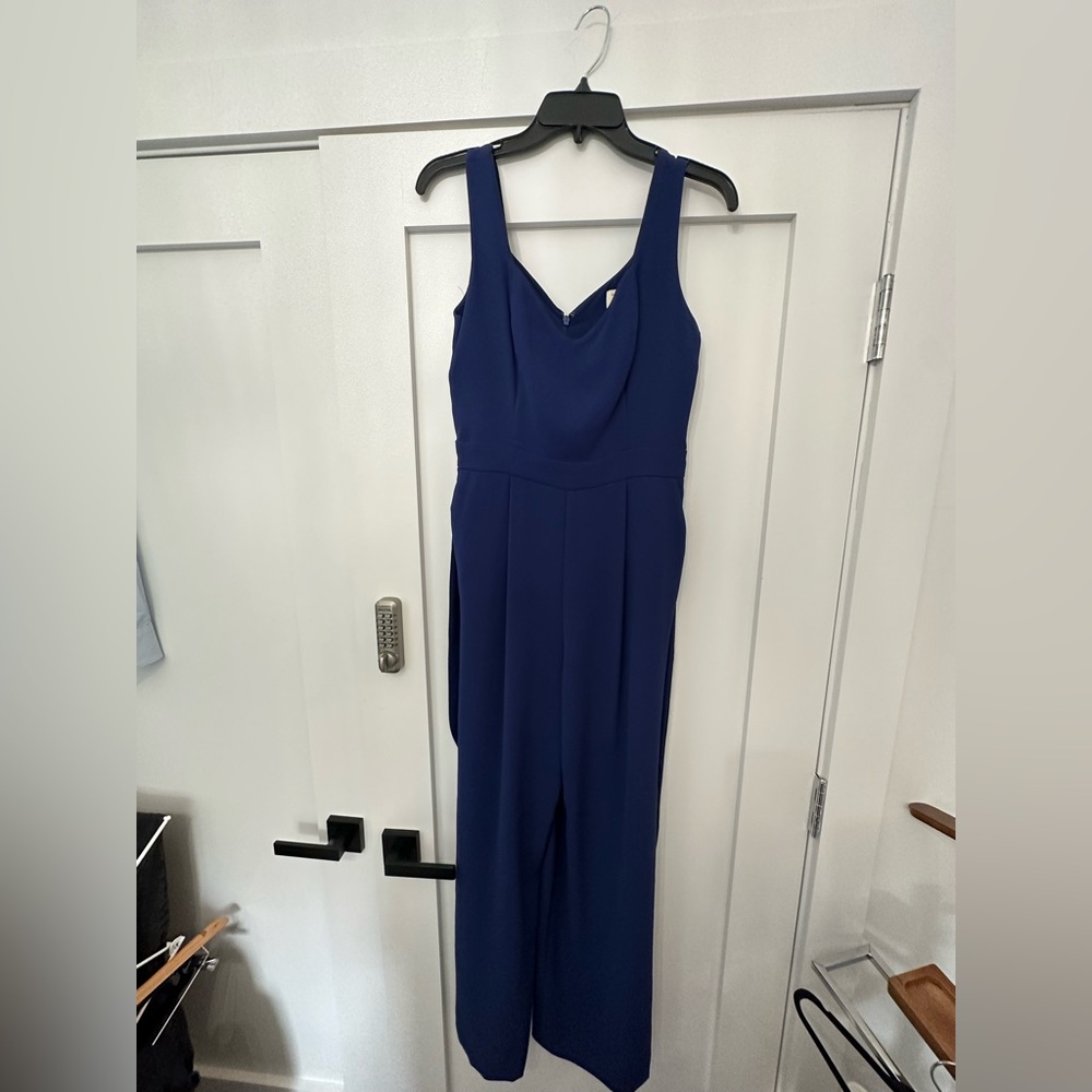 Anthropologie Navy blue jumpsuit with belt. Size 6